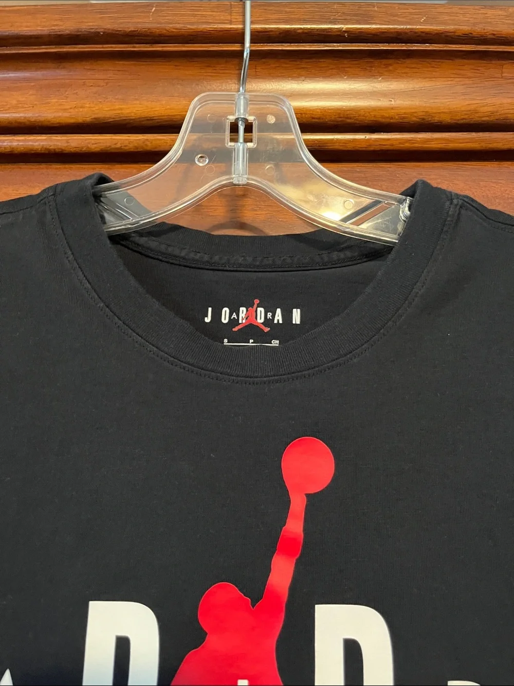Jordan Black Men’s Tee with Red Jumpman and White Lettering